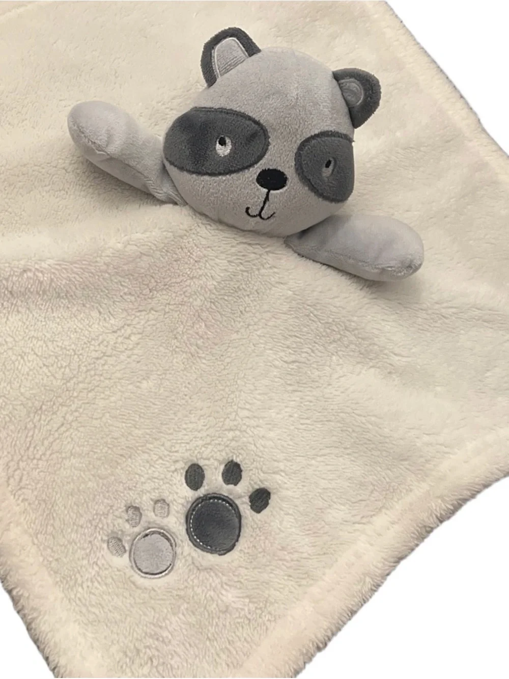 BABY GEAR RACCOON LOVEY CREAM WHITE SECURITY BLANKET STUFFED ANIMAL